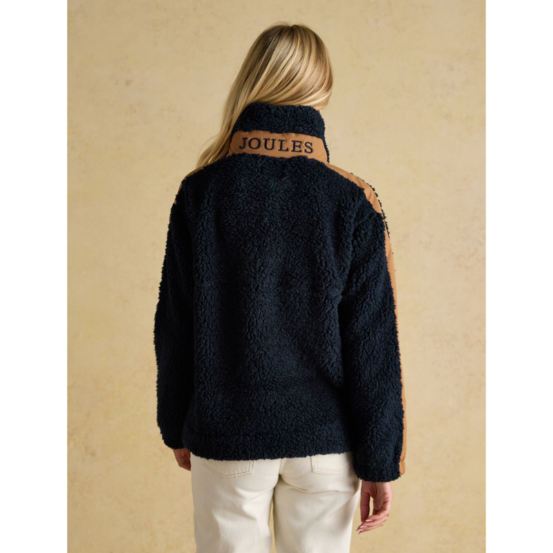 Joules Ladies Tilly Quarter Zip Borg Fleece - Navy-2