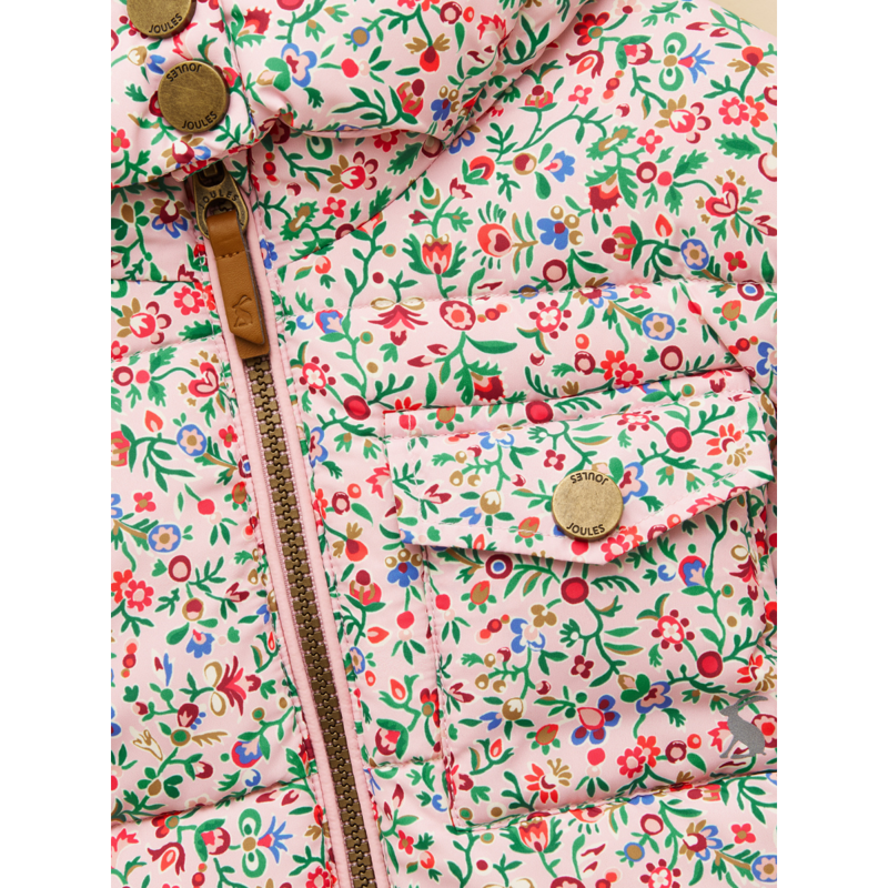 Joules Girls' Emmeline Showerproof Padded Coat - 4 Yr - Pink Ditsy-2