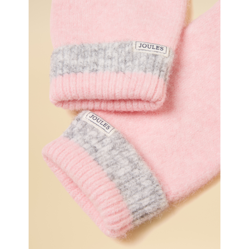 Joules Ladies Caversham Stripe Gloves - Pink/Grey-2