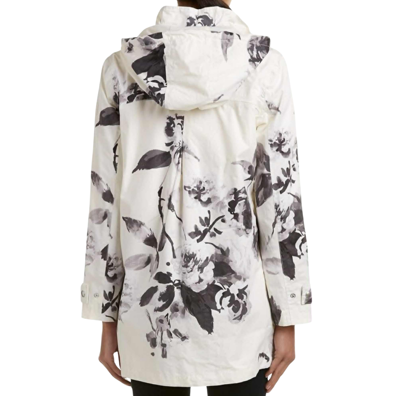 Joules Ladies Floral Haven Waterproof Raincoat - Cream Bloom-1
