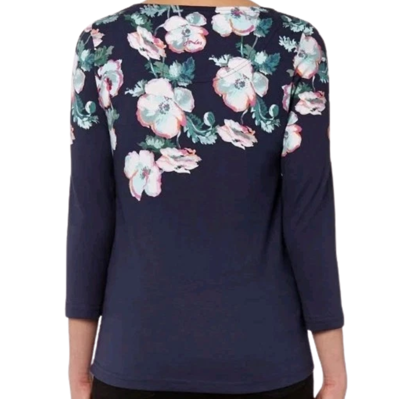 Joules Ladies Harbour Print Jersey Top - Navy Poppy-1