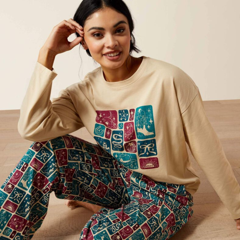 Ariat Women's Dreams Pyjama Set - Western Blocks-3