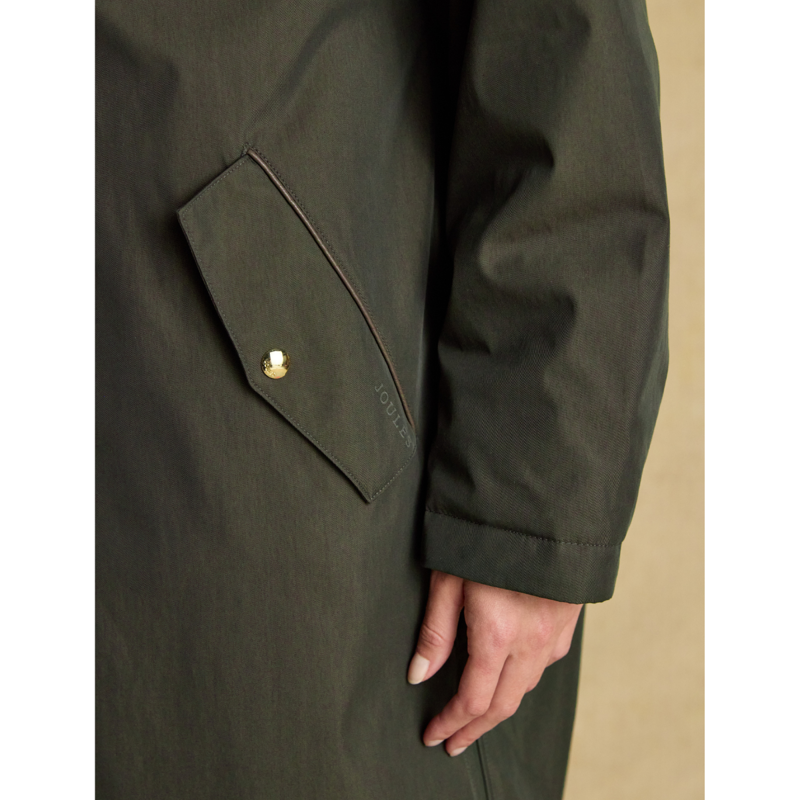 Joules Ladies Coverall Oversized Fleece Lined Waterproof Coat - Rosemary Green-9