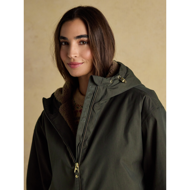 Joules Ladies Coverall Oversized Fleece Lined Waterproof Coat - Rosemary Green-11