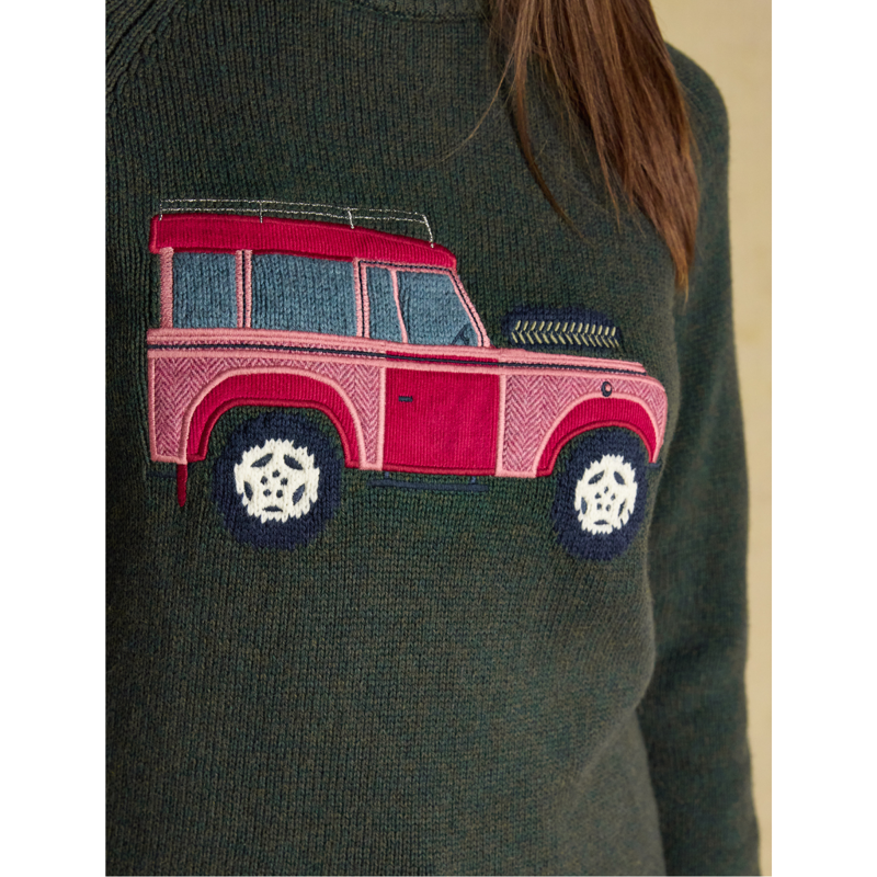 Joules Ladies Rutland Intarsia 4x4 Cotton Rich Knitted Jumper - Green-6