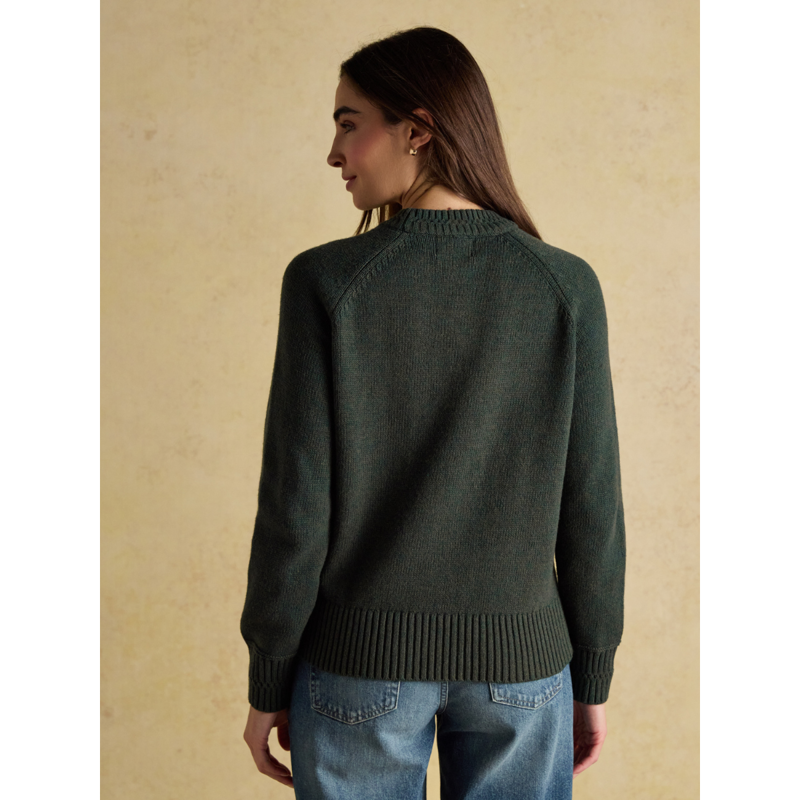 Joules Ladies Rutland Intarsia 4x4 Cotton Rich Knitted Jumper - Green-2