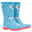 Joules Junior Roll Up Flexible Printed Wellies - Blue Horses