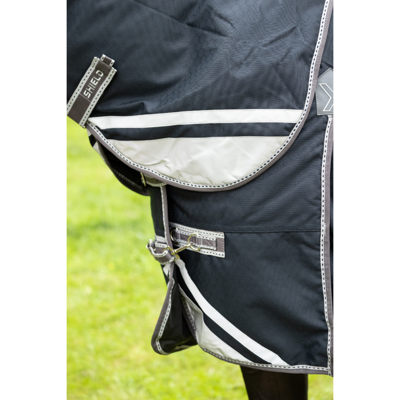 Hy DefenceX Shield 200g Turnout Rug with Detachable Neck - Navy-3