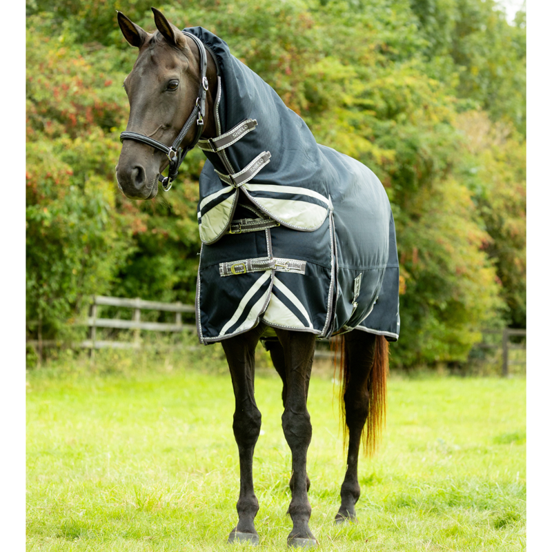 Hy DefenceX Shield 200g Turnout Rug with Detachable Neck - Navy-1