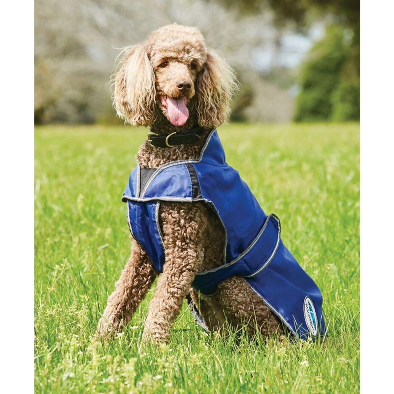 WeatherBeeta ComFiTec Windbreaker Free Deluxe Dog Coat - Dark Blue/Grey/White-2