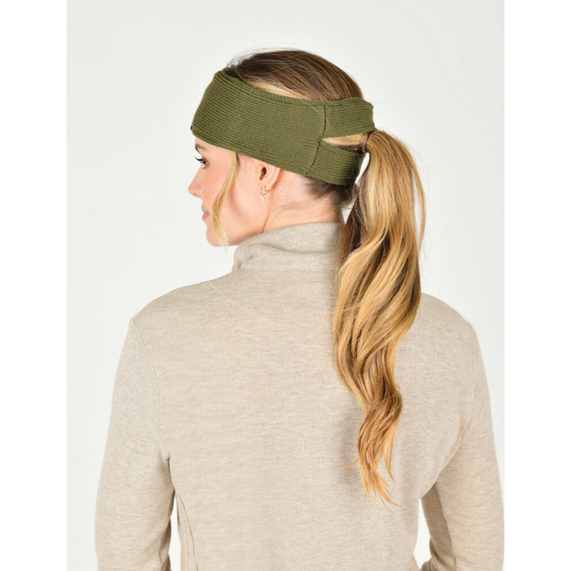 WeatherBeeta Fleece Lined Ponytail Headband - Olive Nights-2
