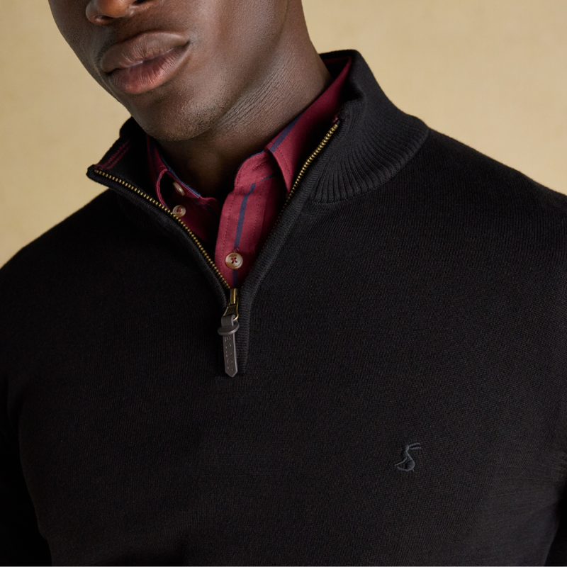 Joules Men's Hillside Quarter Zip Knitted Jumper - Black-6