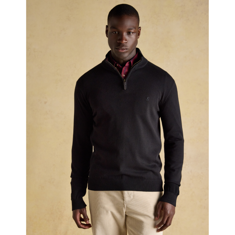 Joules Men's Hillside Quarter Zip Knitted Jumper - Black-1