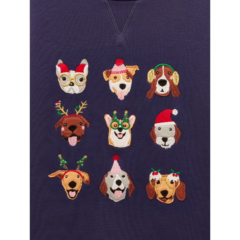 Joules Girls' Mackenzie Embroidered Artwork Sweatshirt - Navy Blue-2