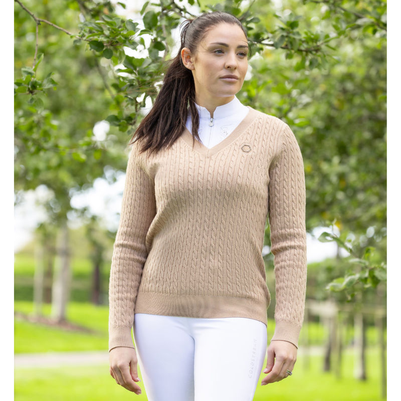Coldstream Clarkston Knitted V-Neck Jumper - Champagne-5