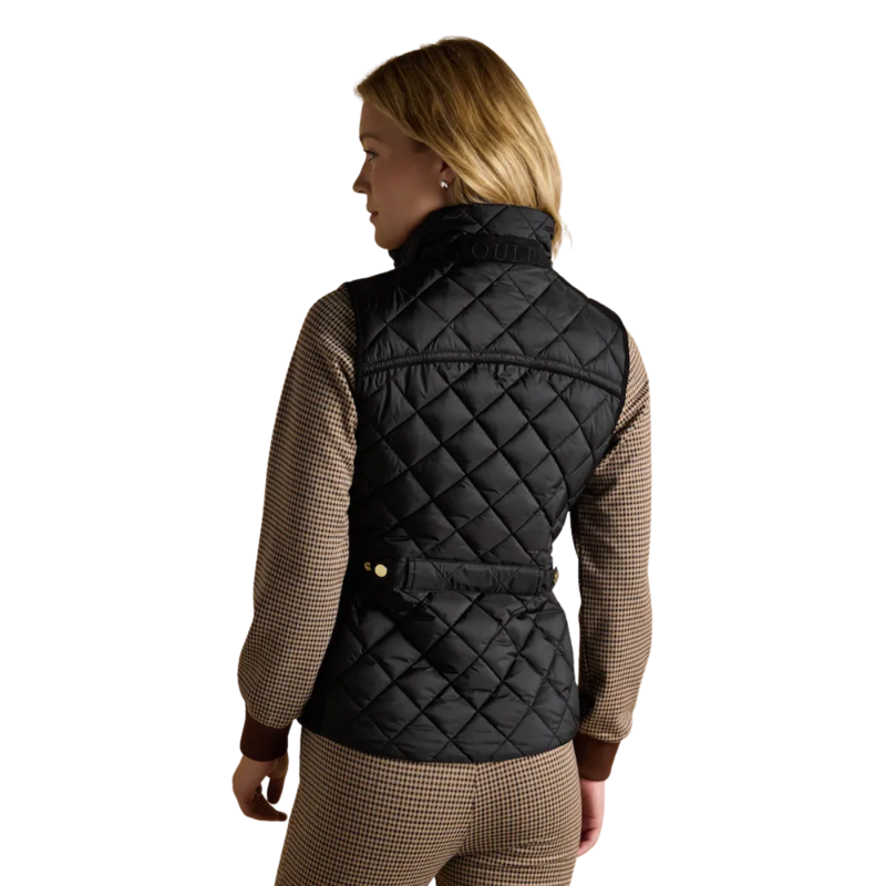 Joules Ladies Braemar Luxe Showerproof Diamond Quilted Gilet - Black-1