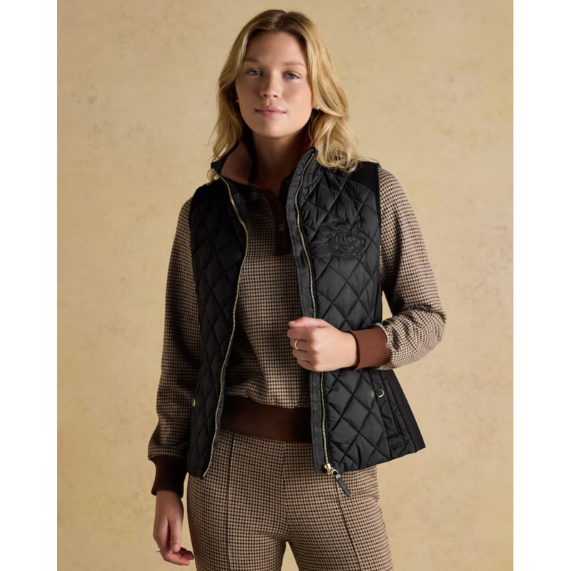 Joules Ladies Braemar Luxe Showerproof Diamond Quilted Gilet - Black-2
