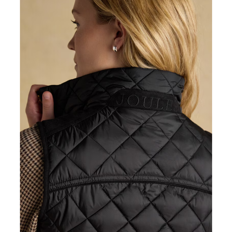 Joules Ladies Braemar Luxe Showerproof Diamond Quilted Gilet - Black-5