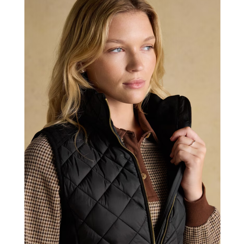 Joules Ladies Braemar Luxe Showerproof Diamond Quilted Gilet - Black-3