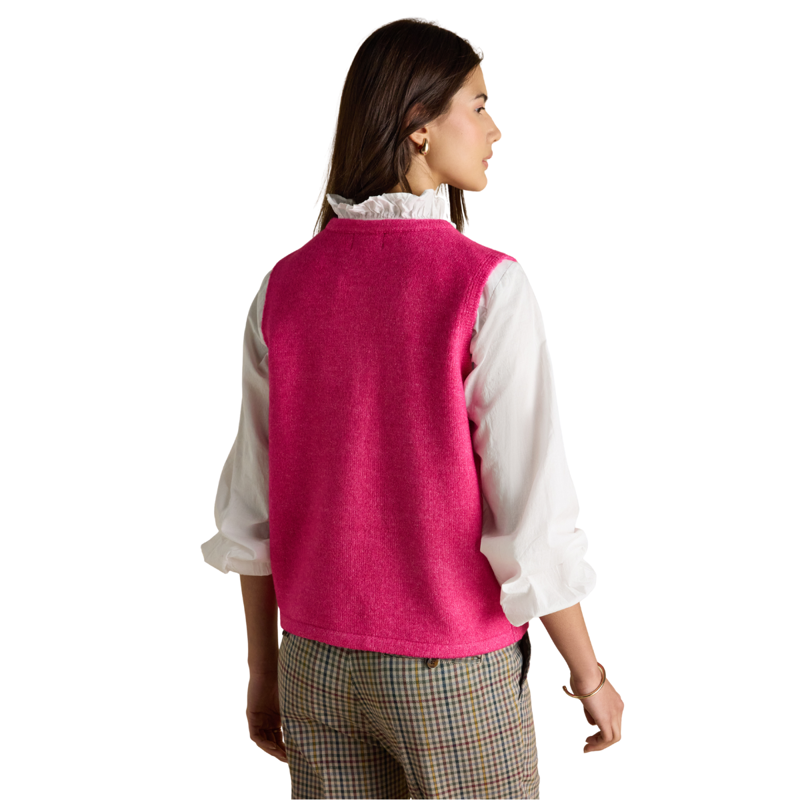 Joules Ladies Holly Button Through Knitted Vest - Fushia Pink-1