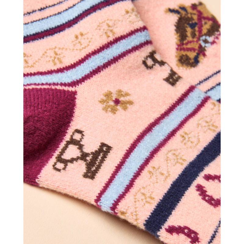 Joules Kids' Ellis Fair Isle Cosy Socks - Pink-2