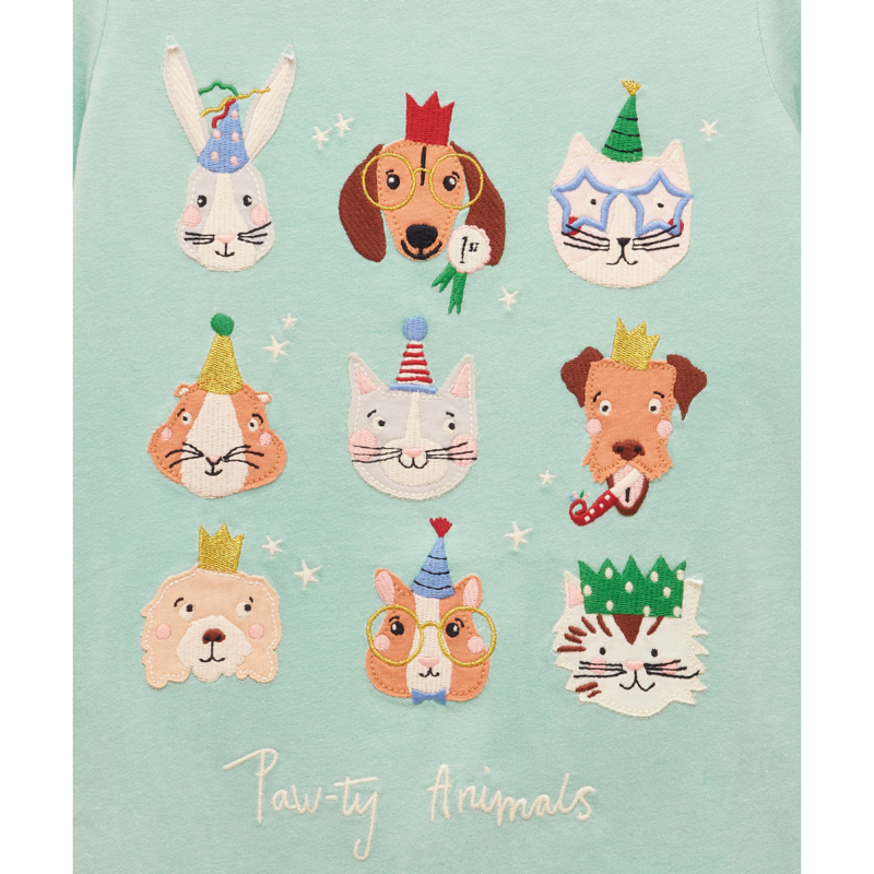 Joules Girls' Astra Applique Cotton T-Shirt - Aqua-2