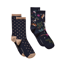 Joules Ladies Everyday Cotton Blend Socks 2 Pack - One Size - Navy Woodland