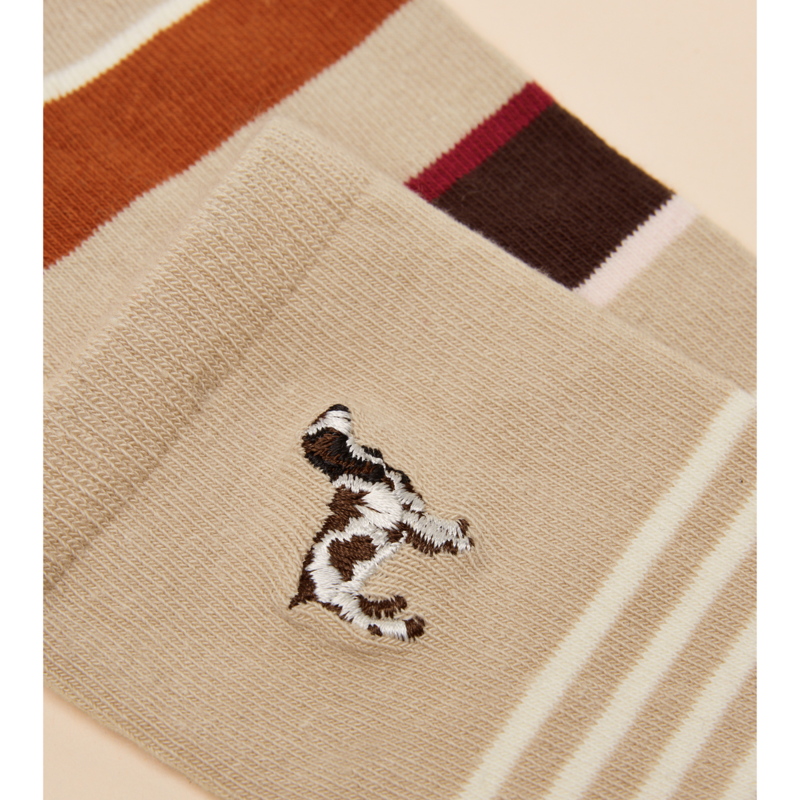 Joules Ladies Everyday Cotton Blend Socks 2 Pack - One Size - Neutral and Orange Dog-1