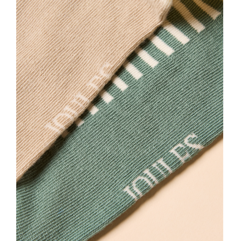 Joules Ladies Everyday Cotton Blend Socks 2 Pack - Khaki/Stone-1