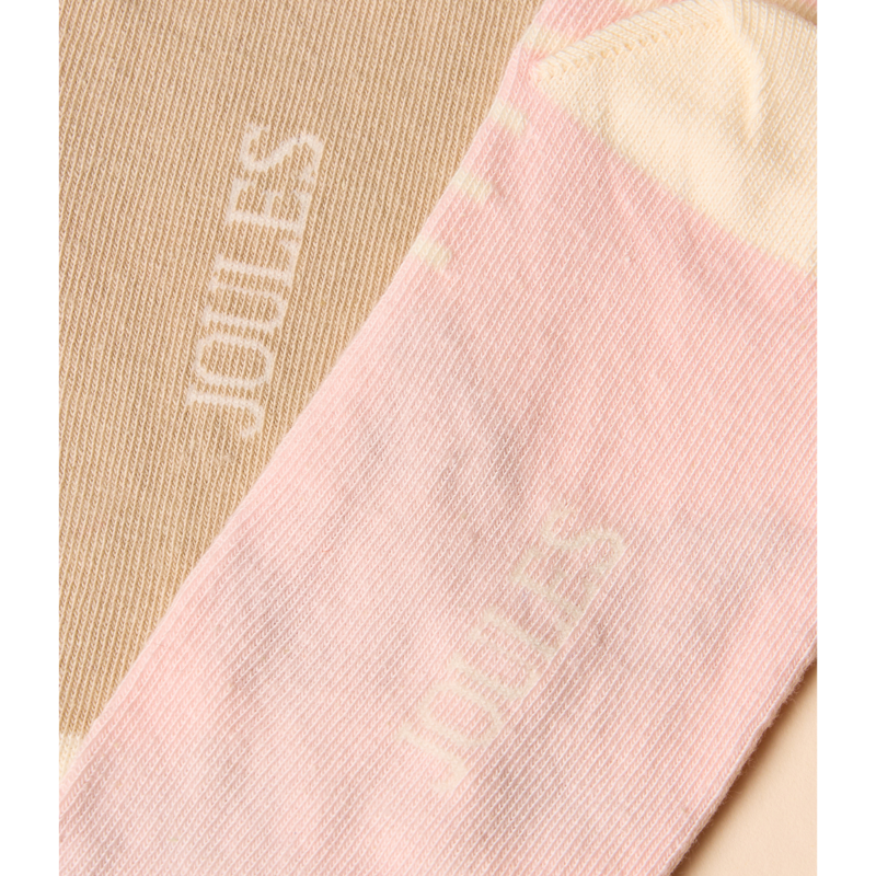 Joules Ladies Everyday Cotton Blend Socks 2 Pack - One Size - Pink Fox-2