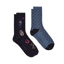 Joules Ladies Everyday Cotton Blend Socks 2 Pack - One Size - Navy Horse
