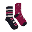 Joules Ladies Everyday Cotton Blend Socks 2 Pack - One Size - Berry Red Horse