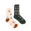 Joules Ladies Everyday Cotton Blend Socks 2 Pack - One Size - Cream Green Ski
