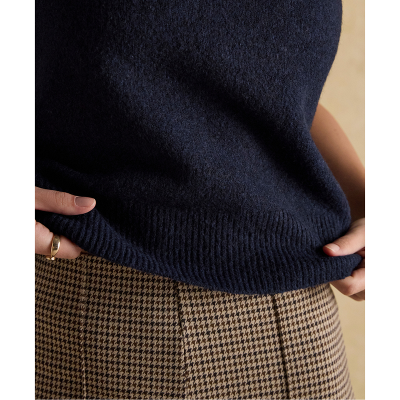 Joules Ladies Holly Knitted Crew Neck Vest - Navy And Camel-3