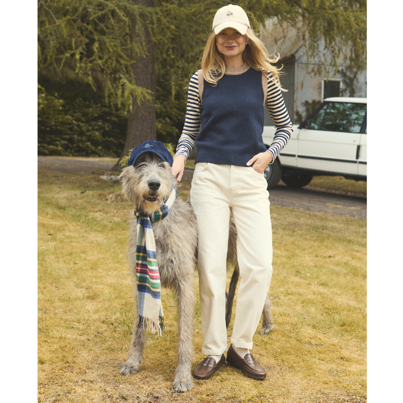 Joules Ladies Holly Knitted Crew Neck Vest - Navy And Camel-7