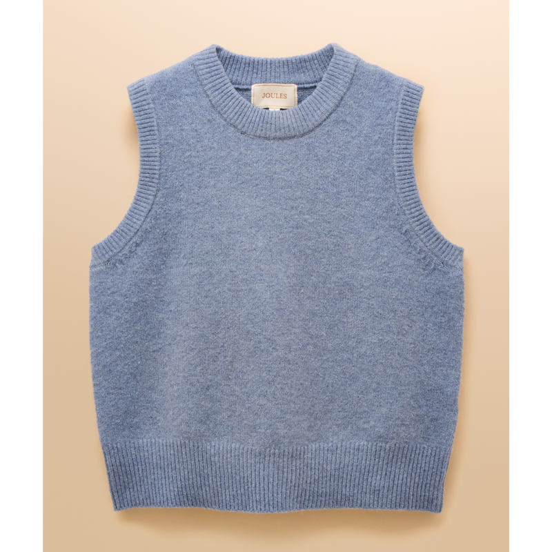 Joules Ladies Holly Knitted Crew Neck Vest - Blue-5