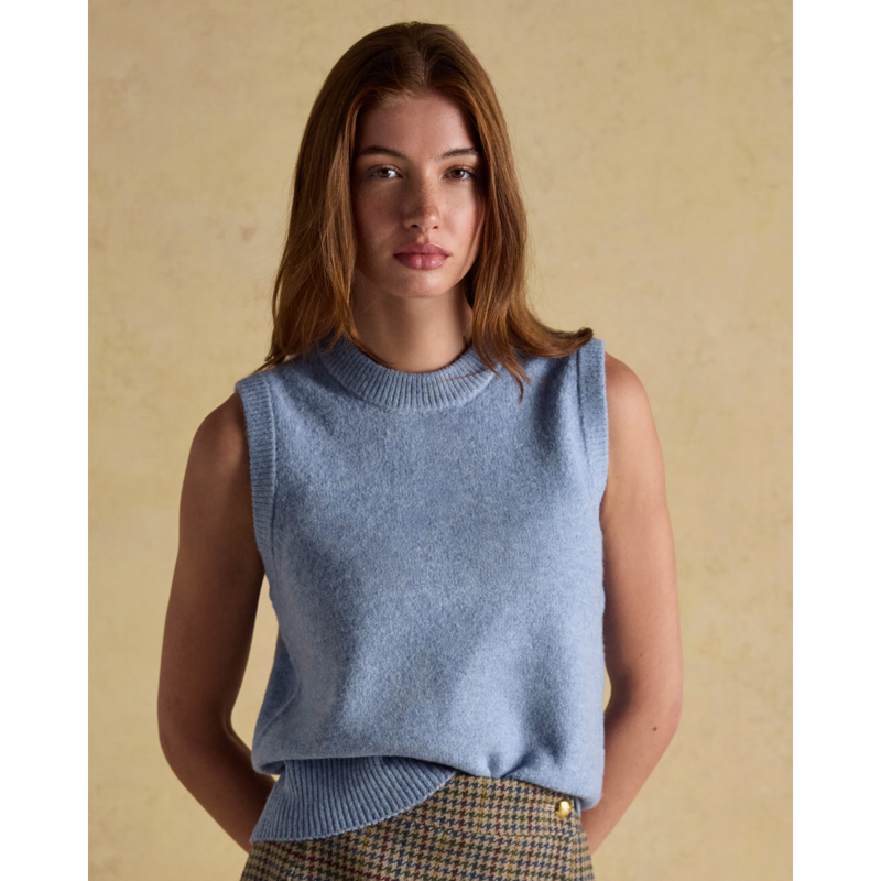 Joules Ladies Holly Knitted Crew Neck Vest - Blue-4