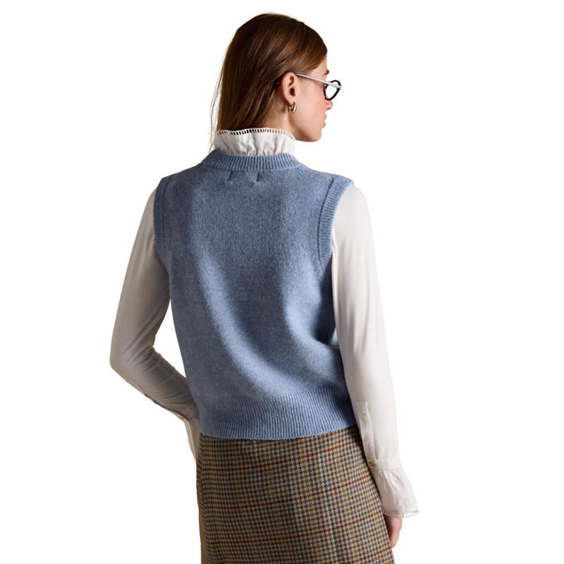 Joules Ladies Holly Knitted Crew Neck Vest - Blue-1