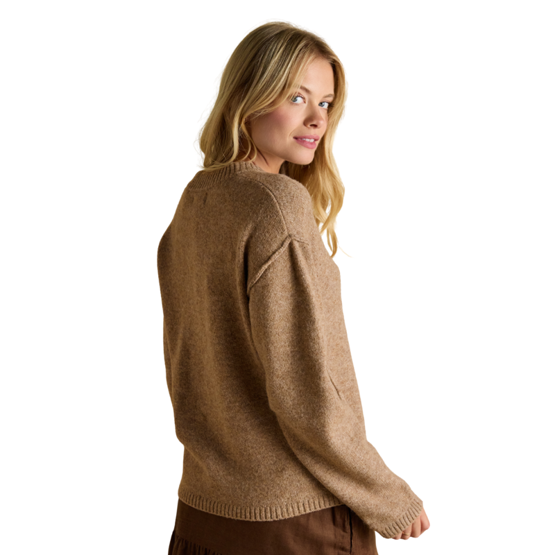 Joules Ladies Hannah V-Neck Relaxed Fit Jumper - Tan Brown-1