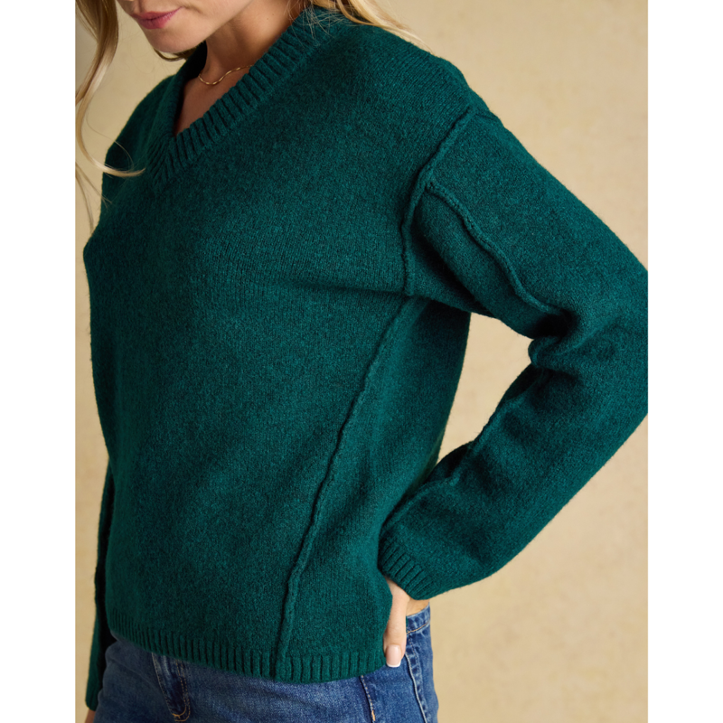 Joules Ladies Hannah V-Neck Relaxed Fit Jumper - Green-3