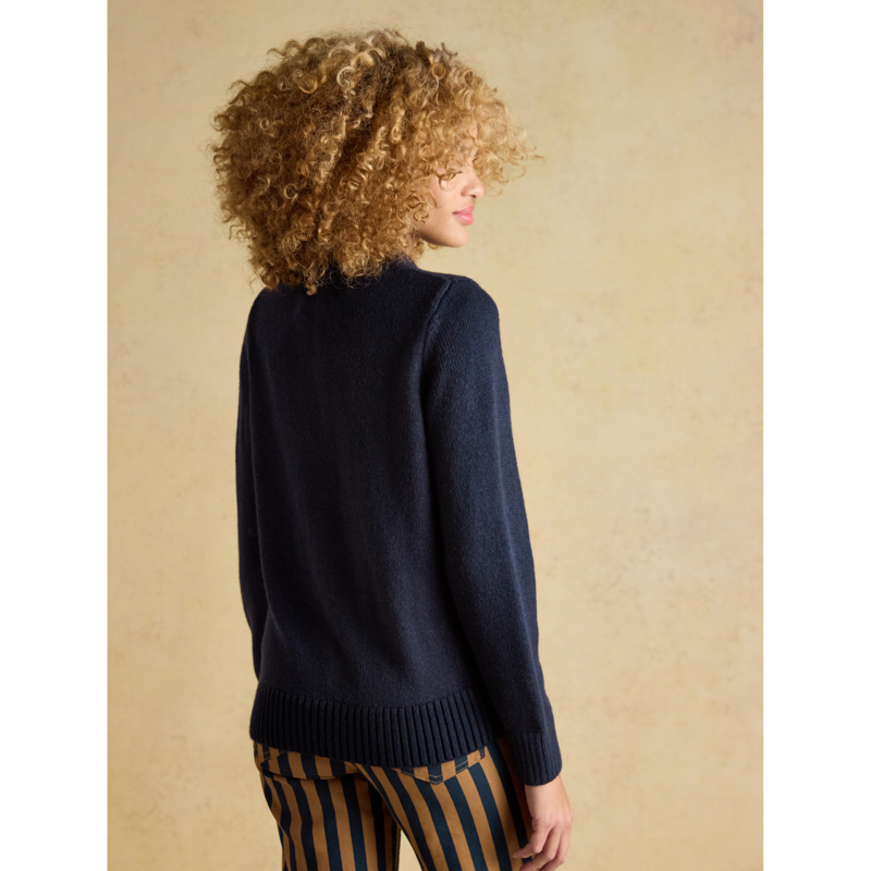 Joules Ladies Noelle Reindeer Embroidered Knitted Christmas Jumper - Navy-2