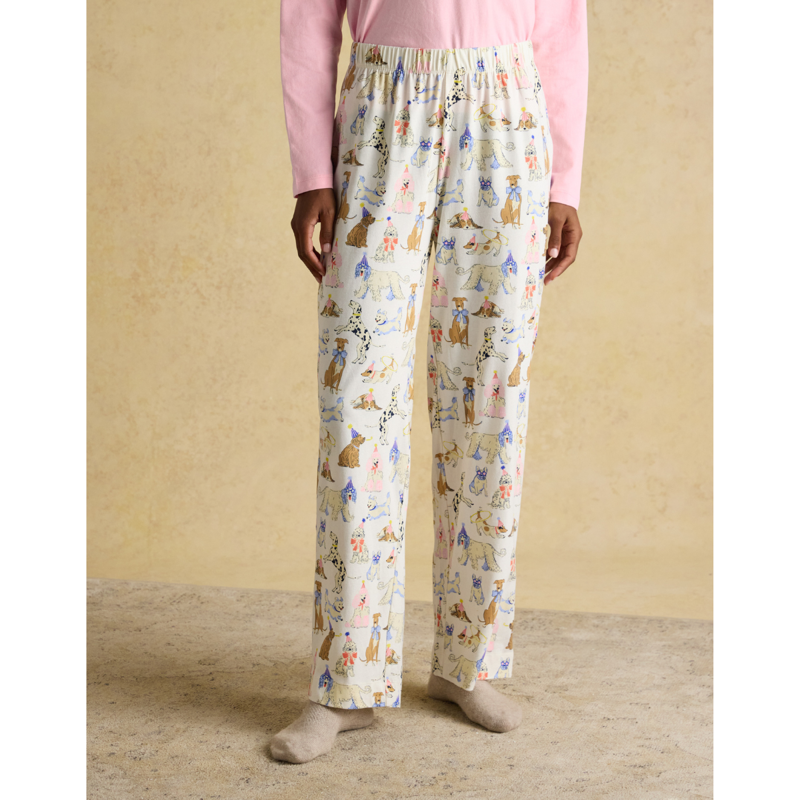Joules Ladies Lyla Long Sleeve Jersey Cotton Pyjama Set - Pink/Cream-3