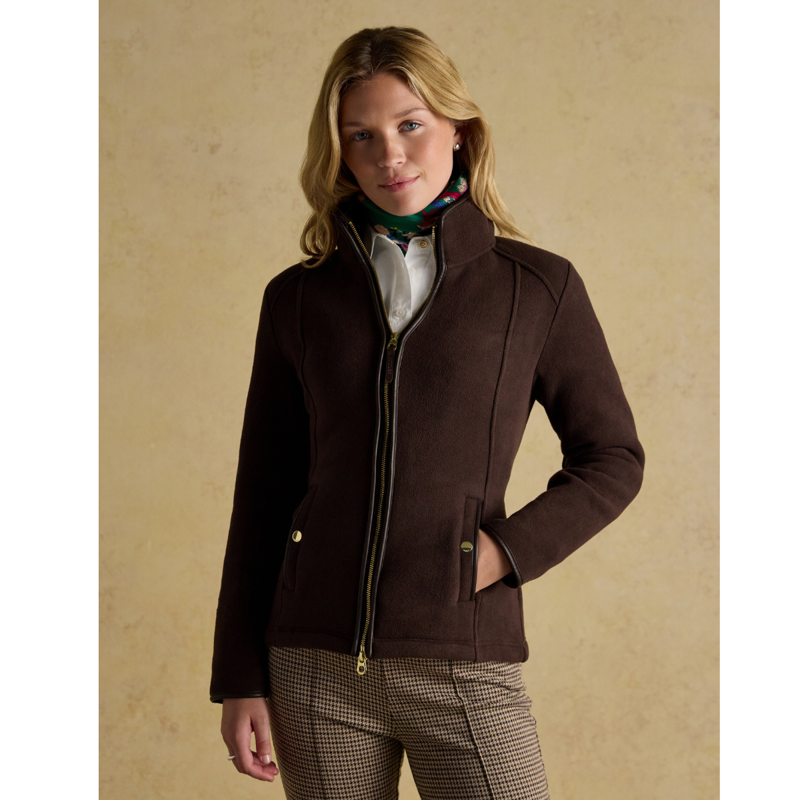 Joules Ladies Heritage Full Zip Through Fleece - Brown-1