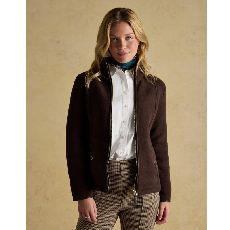 Joules Ladies Heritage Full Zip Through Fleece - Brown-2