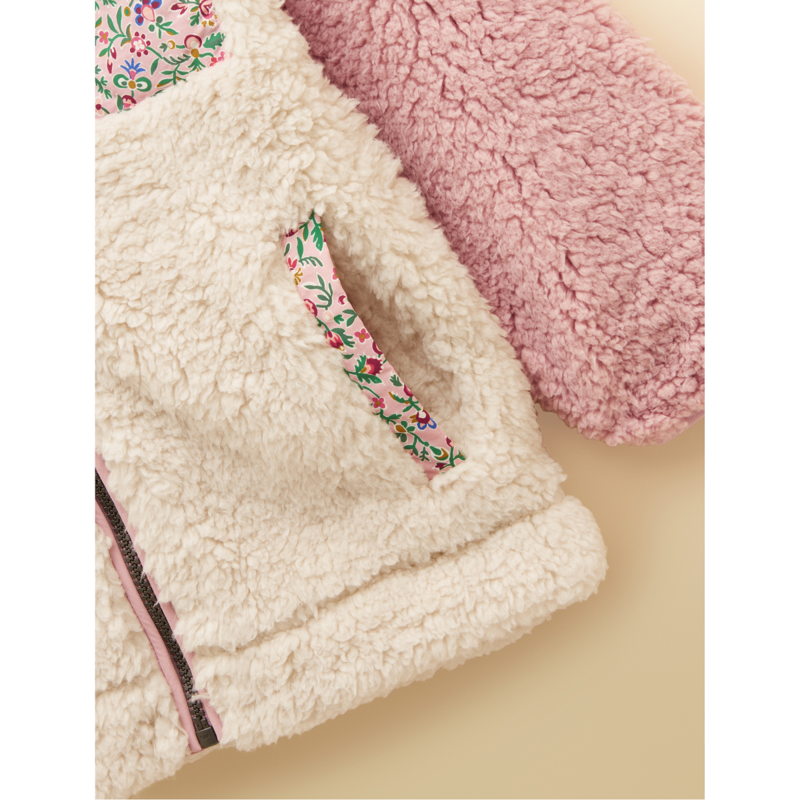 Joules Girls' Tilly Zip Through Fleece - Pink Colourblock-5