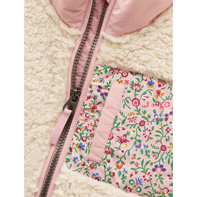 Joules Girls' Tilly Zip Through Fleece - Pink Colourblock-3