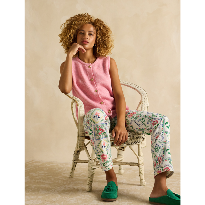 Joules Ladies Holly Button Through Knitted Vest - Pink-4