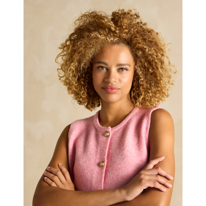 Joules Ladies Holly Button Through Knitted Vest - Pink-5