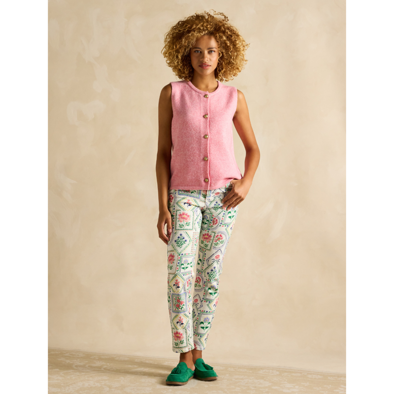 Joules Ladies Holly Button Through Knitted Vest - Pink-3