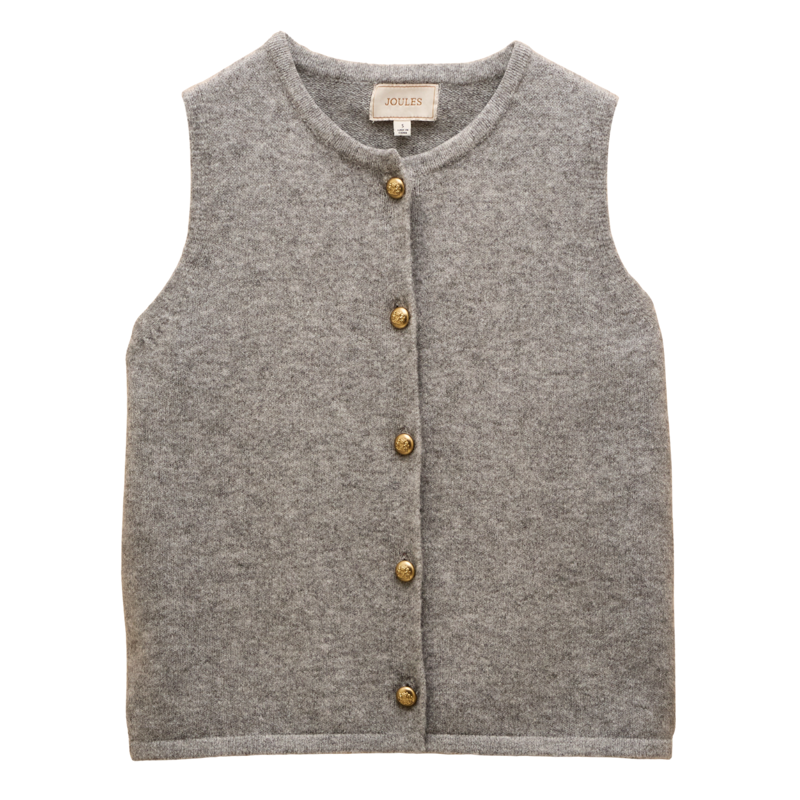 Joules Ladies Holly Button Through Knitted Vest - Grey